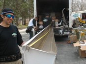 Forming aluminum gutters before installation in Cincinnati